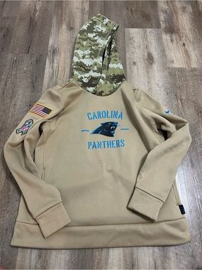 Nike Carolina Panthers Camo Hooded Sweatshirt - Khaki & Teal